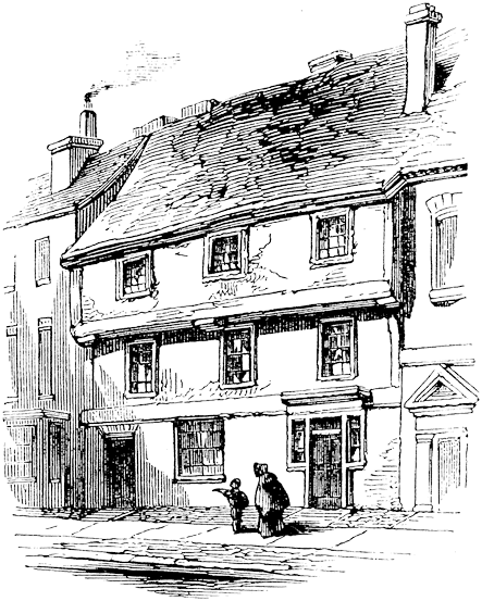 Julius Shaw's house, Stratford, 16th century. From James Halliwell 'The Life of William Shakespeare', 1848, page 170. Original published size 5.5cm wide by 6.9cm high.