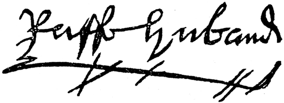 Ralph Huband signature to bond from John Huband 1605 . From James Halliwell 'The  Life of William Shakespeare', 1848, page 216. Original published size 3.6cm wide by 1.2cm high.