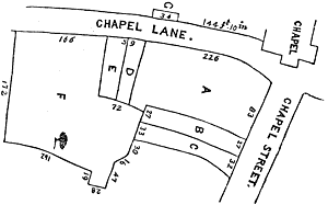Plan of New Place, Stratford Upon Avon. Published size 6.2cm wide by 3.9cm high.