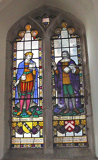 Stained glass window, the Guild Chapel, Stratford-upon-Avon: Richard Quyney, J.P. & John Woolmer, J.P.