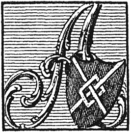 Woodcut for letter 'A', from Lee Priory Press 'Original Poems by William Browne' 1815, page 40, published size 2.26cm wide by 2.28cm high.