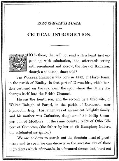 Biographical & Critical Introduction page style, from Lee Priory Press 'The Poems of Sir Walter Raleigh' 1813 published size 14.38cm wide by 19.58cm high.