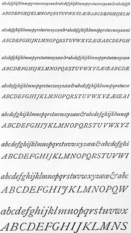 Font type - Old Style Italic