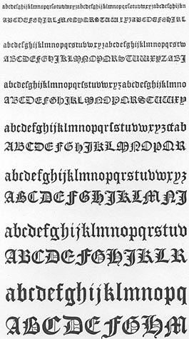 Font type - Old English Black Letter