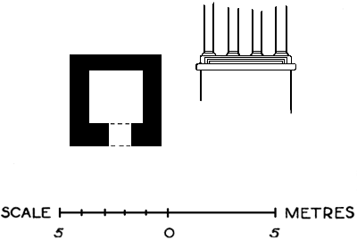 Serrin, north tower tomb, plan and elevation showing mouldings, [Ed: enlarged slightly from original]