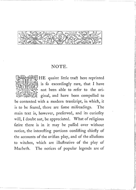 James Halliwell (ed): William Baldwin 'Beware the cat' (reproduced from transcript of 1570 edition) 1864, page 5, original published size 13.3cm wide to binding by 17.9cm high.