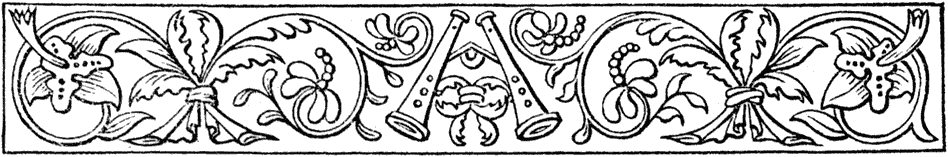 James Halliwell (ed): William Baldwin 'Beware the cat' (reproduced from transcript of 1570 edition) 1864, page 7 design, original published size 7.9cm wide by 1.2cm high.