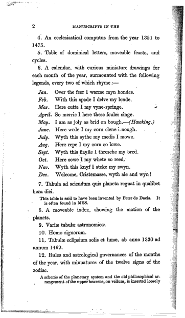 James Halliwell 'An Account of the European Manuscripts in the Chetham Library, Manchester', 1842, page 2, original printed text area 7.5cm wide by 15.3cm high.