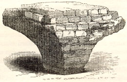 Engraving of ancient brick vaulting from the original 16th century New Place, Stratford on Avon, possibly from one of its cellars. Published size 7.4cm wide by 4.8cm high.