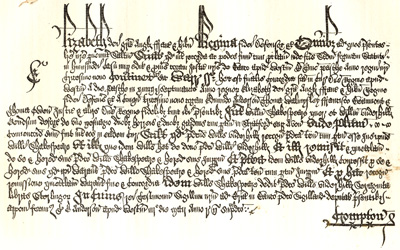 Facsimile of fine levied when New Place, Stratford on Avon, was purchased by Shakespeare in 1597. Published size in Halliwell 23.5cm wide by 14.7cm high.