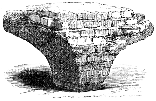 Ancient brick vaulting from the original 16th century New Place, Stratford on Avon. From James Halliwell 'Illustrations of the life of Shakespeare' (1874), page 73, published size in Halliwell  7.4cm wide by 4.8cm high.