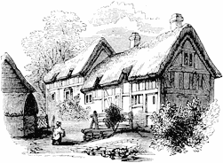 Anne Hathaway's Cottage, as it appeared in 1825.  Published size 7.5cm wide by 5.5cm high.