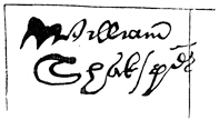 Autograph of Shakespeare, 1613. Published size 4cm wide by 2.15cm high.