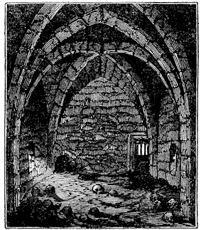 Interior of the Charnel-house, Stratford. Published size 5.7cm wide by 6.7cm high.