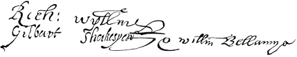 Autograph of Gilbert, one of Shakespeare's brothers. Published size 11.3cm wide by 2.2cm high