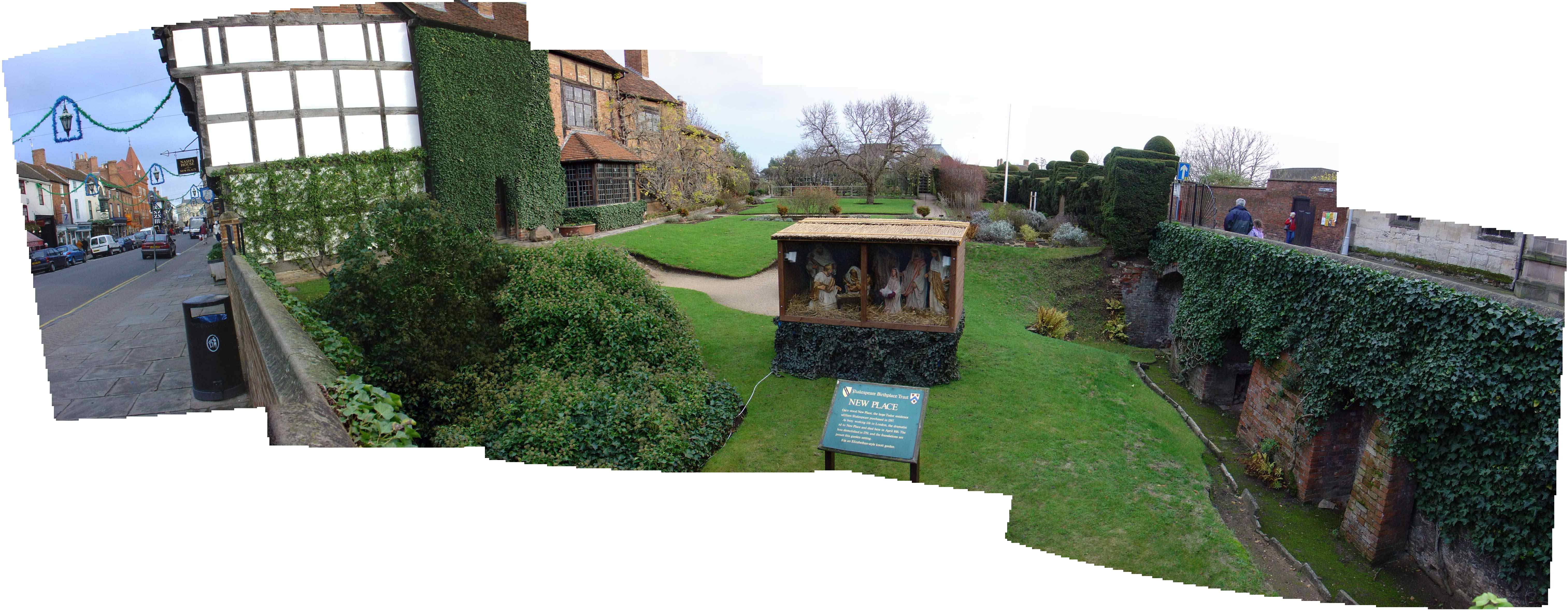 Enlargement of New Place site, panoramic view from Chapel Street (5 photographs>.