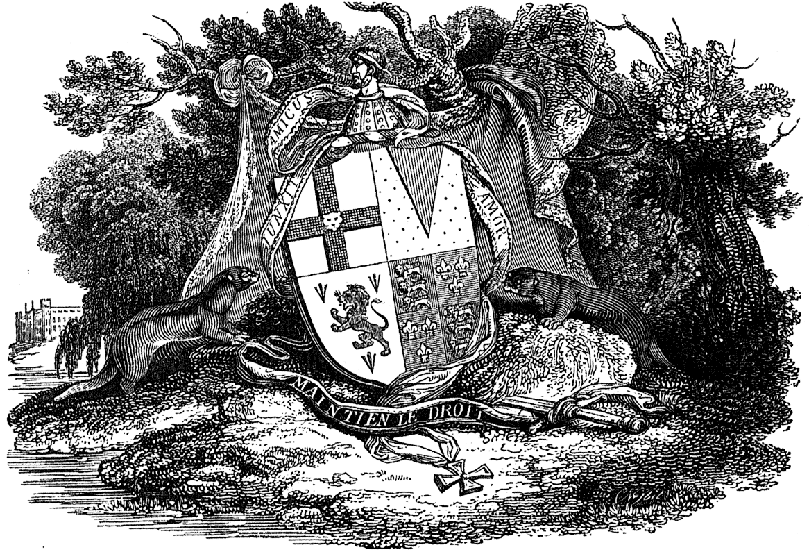 The arms of Sir Egerton Brydges from 'Bertram' 1814, page vii, published size 9.9cm wide by 6.8cm high.