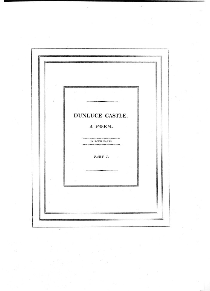 From Edward Quillinan 'Dunluce Castle', 1814, page 1,  published size 23.5cm wide by 30cm high (boxed area 14.3cm wide by 18.1cm high).