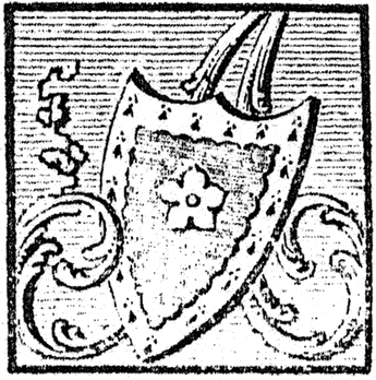 Woodcut of letter 'A', from Lee Priory Press 'The Poems of Sir Walter Raleigh' 1813, contents page, published size 2.19cm wide by 2.18cm high.