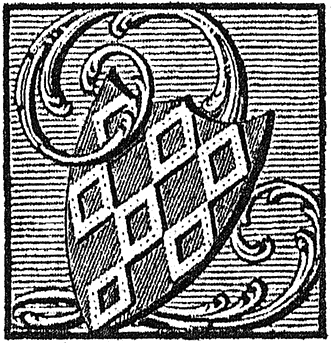Woodcut letter 'Q', from Lee Priory Press 'The Poems of Sir Walter Raleigh' 1813, page 1, published size 2.1cm wide by 2.18cm high.