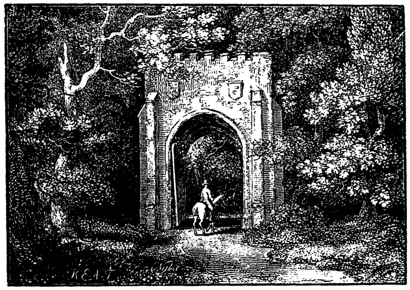 Woodcut for 'Farewell to Lee Priory', page 101, from Lee Priory Press 'Woodcuts and Verses' 1820, published size 7.13cm wide by 5.04cm high.