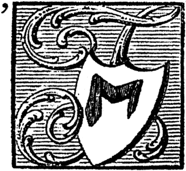 Woodcut letter T for 'Saint Keivin's Bed', page 115 top, from Lee Priory Press 'Woodcuts and Verses' 1820, published size 2.4cm wide by 2.21cm high.
