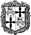 Woodcut of heraldic shield, possibly Chandos?
