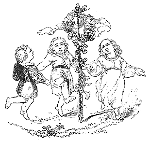 Children dancing around a maypole