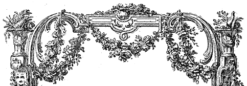 Figure  84. Border designed by Choffard in 1758. Published size in Bouchot, 11cm wide by 13.8cm high. Top portion.