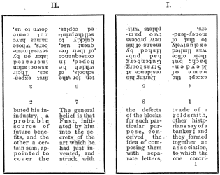 Manner by which the sheets are printed on both sides. Published size in Bouchot, 8.5cm wide by 6.7cm high.