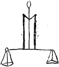 Balance used by Jenson, at Venice. Published size in Bouchot, 2.65cm wide by 3cm high.