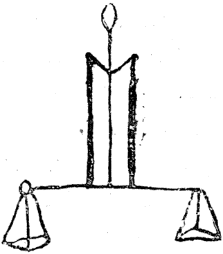 Nicholas Jenson, 15th century Venecian printer, paper weighing balance. From Henri Bouchot 'The Printed Book' (1887), page 251, published size in Bouchot 2.65 cm wide by 3 cm high.