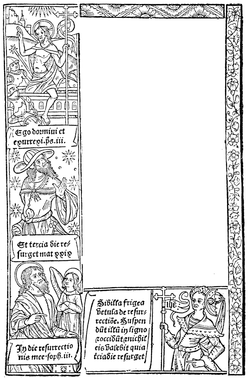 Border of the Grandes Heures of Antony Verard : Paris, 1498 (?). From Henri Bouchot 'The Printed Book' (1887), page 77, published size in Bouchot 7.9cm wide by 12.3cm high.
