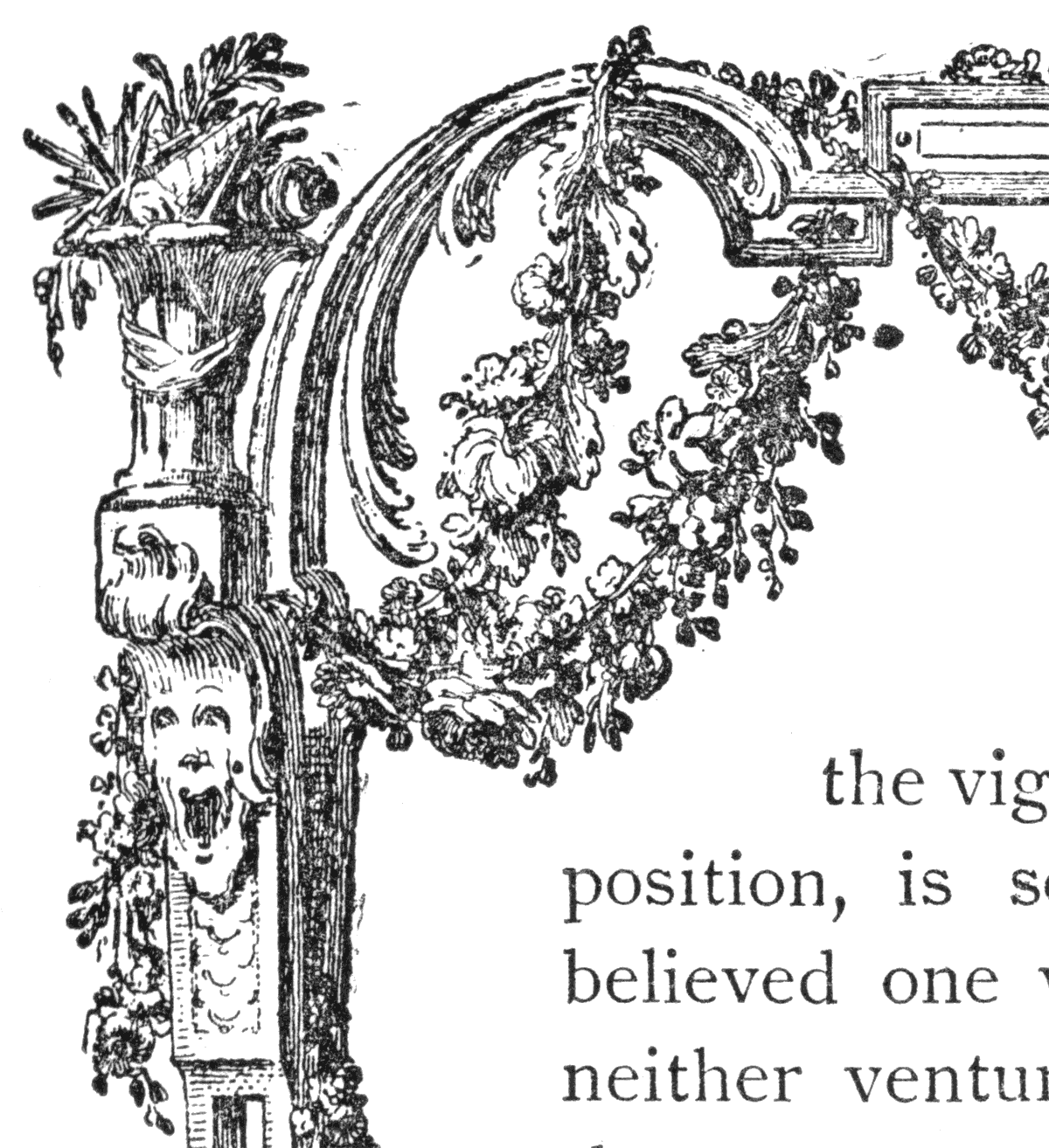 Detail of top left side of border designed by Choffard, the French engraver, in 1758. From Henri Bouchot 'The Printed Book' 1887, page 197, published size in Bouchot 2.54 cm wide by 2.78 cm high.