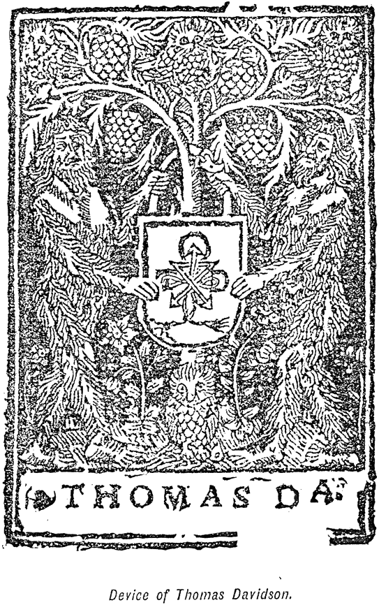 Device of Thomas Davidson, c.1530, printed size 6.9cm wide x 10cm deep