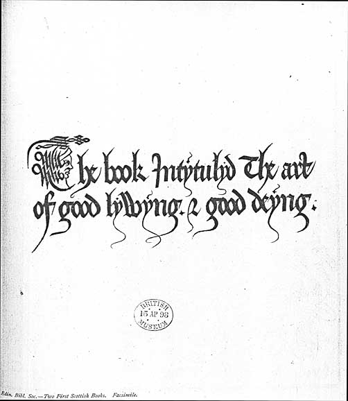 First leaf of 'The Art of Good Living and Good Dying', 1503