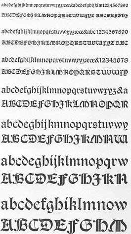 Font type - Tudor Black Letter