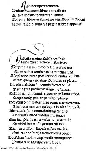 First leaf of 'Arithmetica of Jordanus Nemorarius'. Paris, 1496