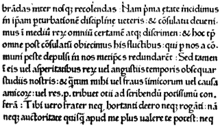 Lines from Cicero de Oratore, printed by Sweynheym and Pannartz at Subiaco in 1465